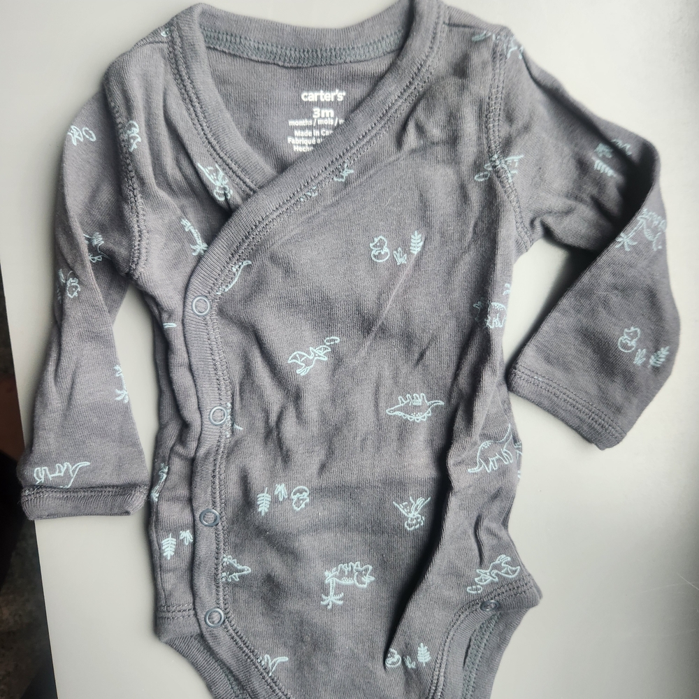 Carter's Charcoal Bodysuit with Light Blue Patterns